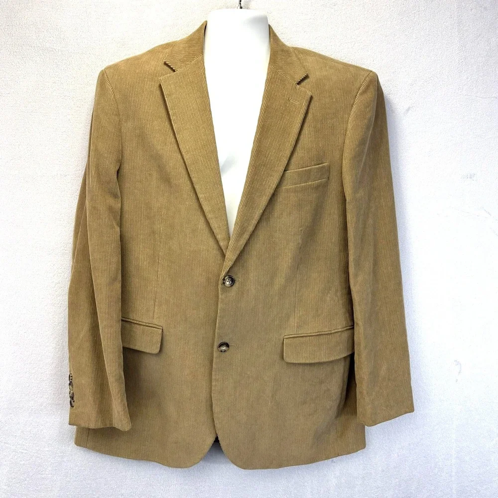 Dockers Y2K Corduroy‎ Blazer Jacket Mens 42L Tan Brown Sport Coat Casual Office